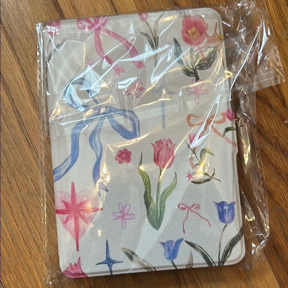 Floral Tablet Case with Pink and Blue Accents